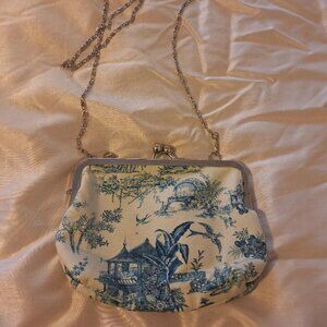 Toile de Jouy French print cloth handbag